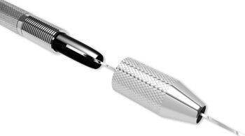 Chuck tip being unscrewed from the tool